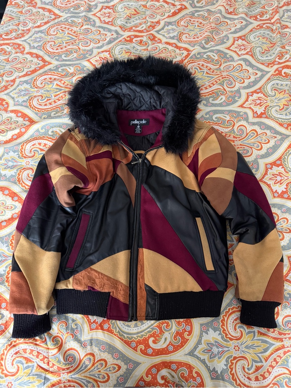 Pelle Pelle Classic Women's Multicolor Faux Fur Trim Bomber Jacket